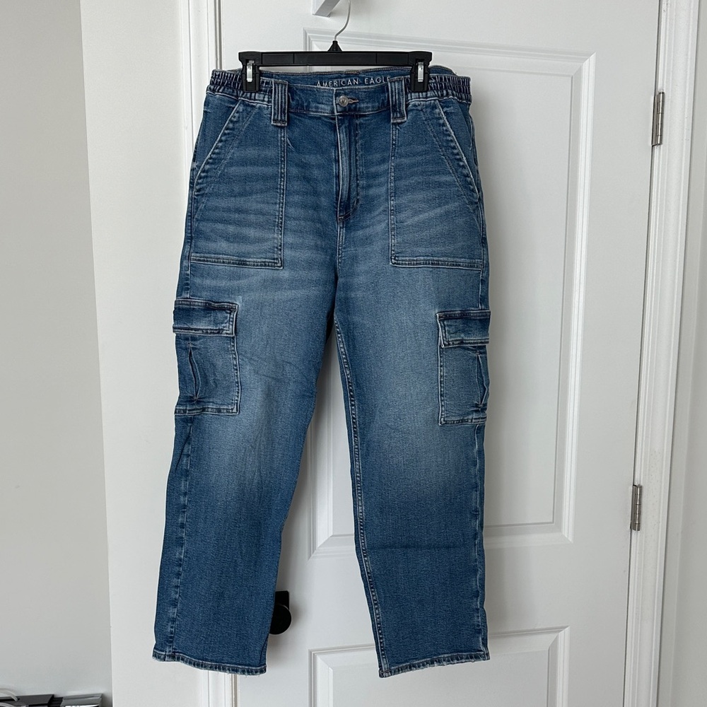 American Eagle Outfitters Blue Cargo Jeans